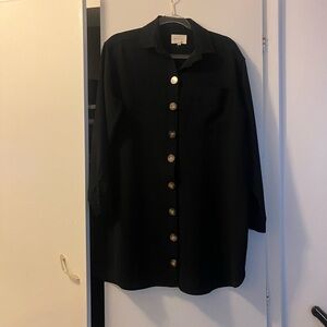 Oversized Black Button-Up Shirt Dress